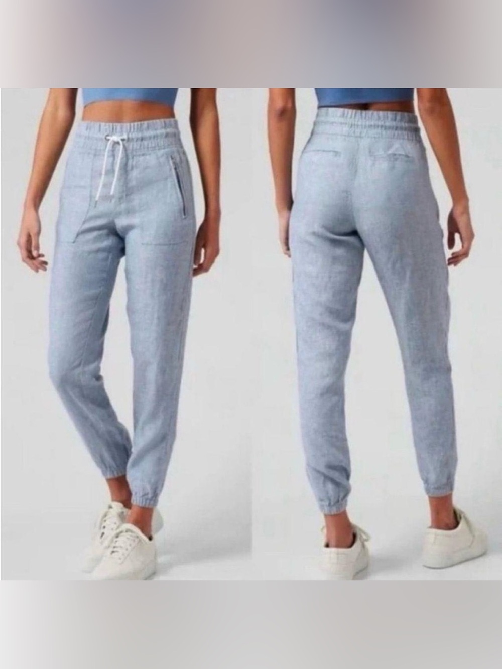 Athleta Cabo linen joggers chambray blue
Size 4